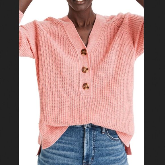 Madewell Sweaters - *NEW Madewell Lyle Rib Henley Sweater in Heather Watermelon Sugar Size Medium